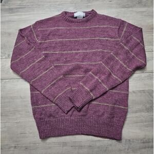 Vintage Le Tigre Sweater Mens Medium Red Mix Striped Knit Crewneck